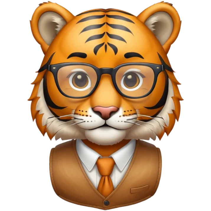 Тигр в очках и жилетке emoji