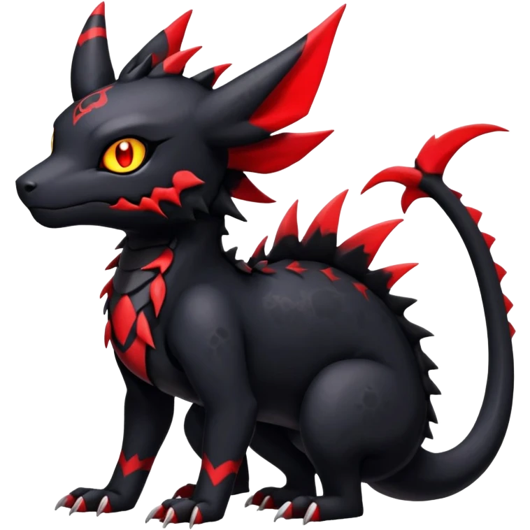 Gothic Badass Gloomy Cute Dark Guilmon-Salandit-Umbreon-Fakémon-hybrid-creature (full body)  emoji