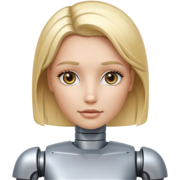 female robot with blond hair more metalic face emoji