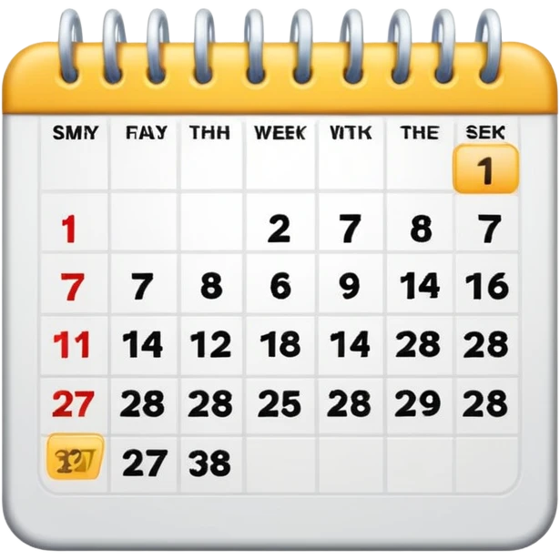 Calendar with 7 days per week emoji