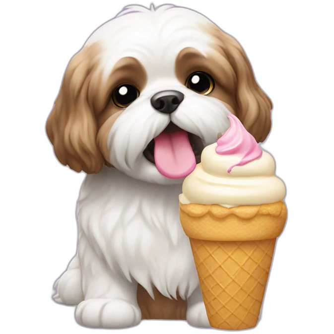 Shihzu eating ice cream emoji