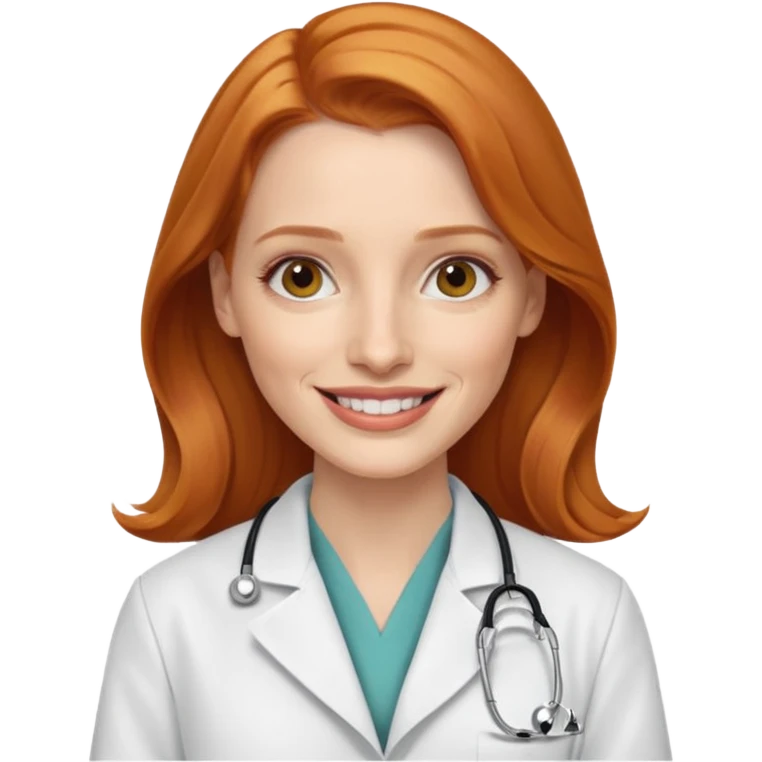 Jessica Chastain, as a dcotor emoji