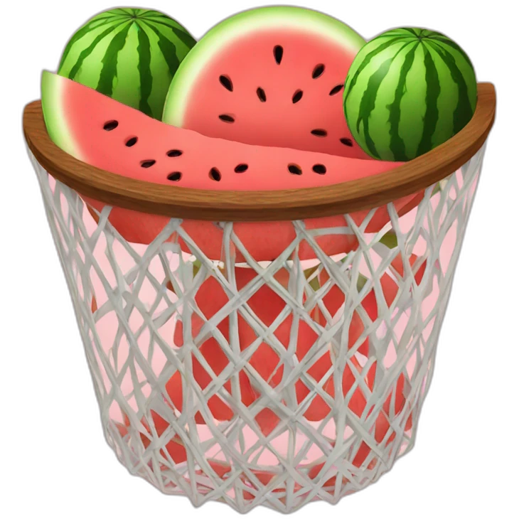 A watermelon in a basketball basket emoji