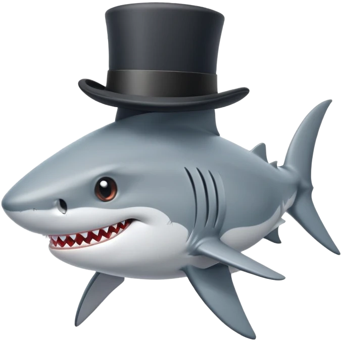 Shark with a top hat emoji