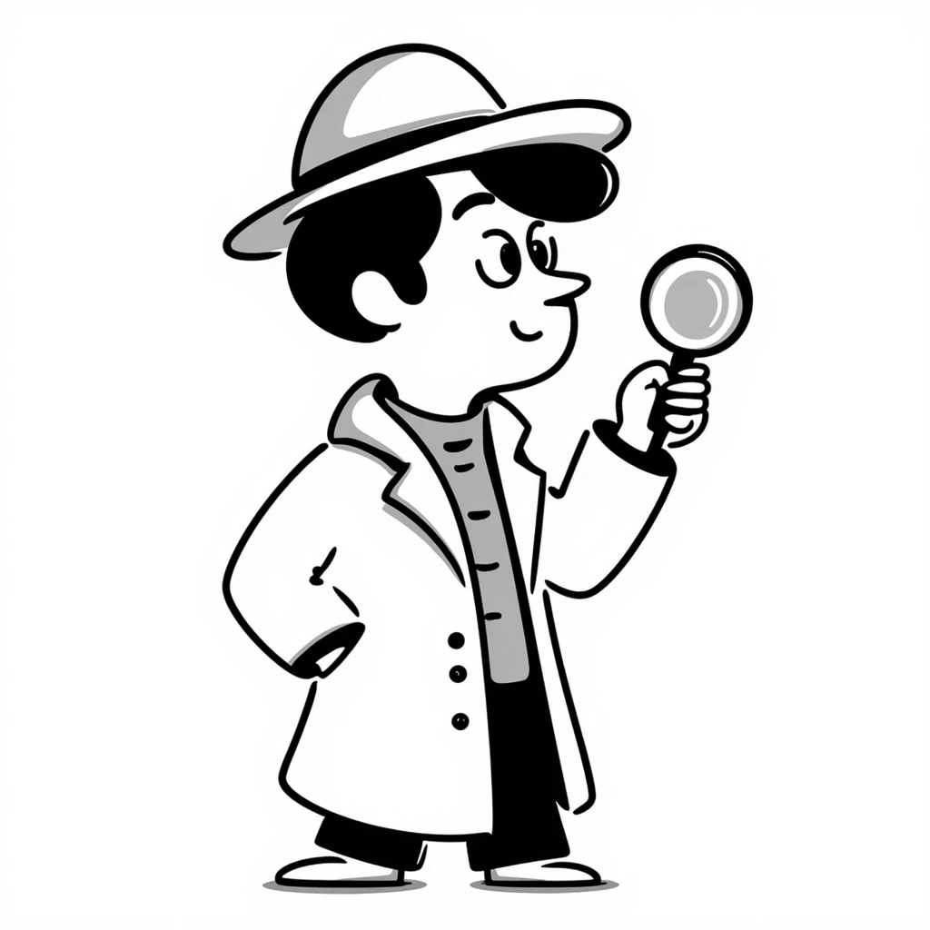 detective character, hand drawn doodle style emoji