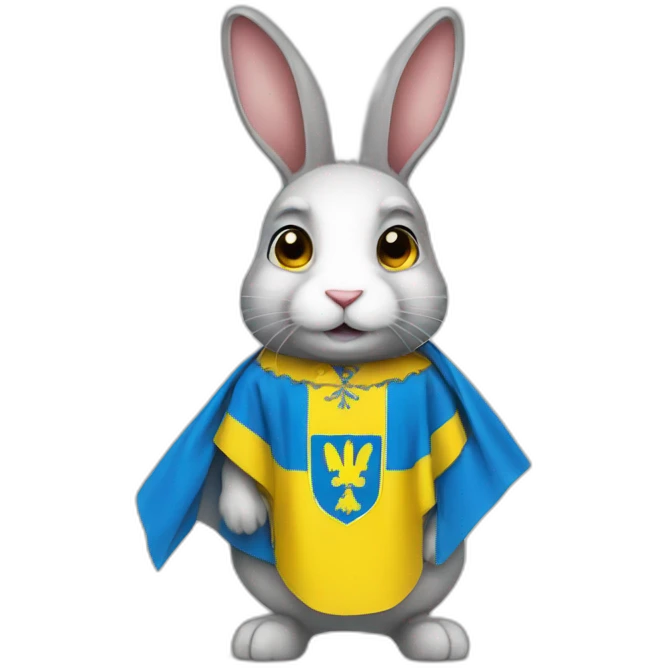 rabbit in a Ukrainian flag costume emoji