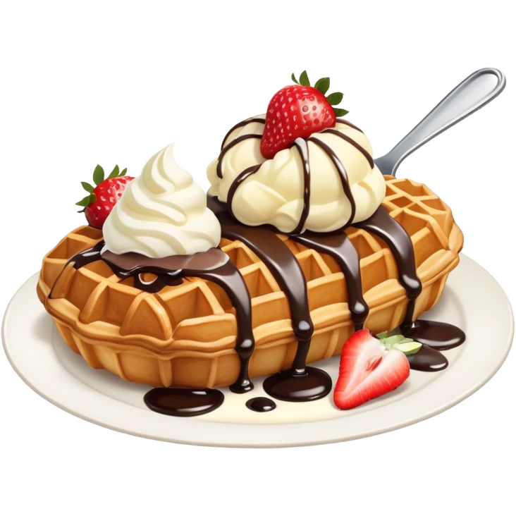 Croffle (croissant waffle) with ice cream and strawberry emoji