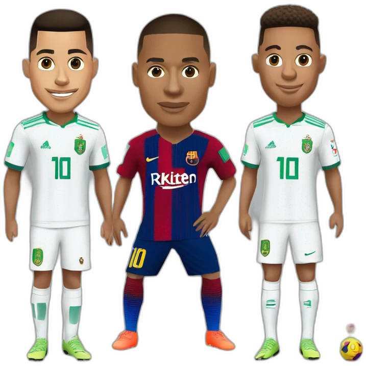 CR7 et Mbappe et Neymar et Messi avec le maillot de l'Algérie emoji