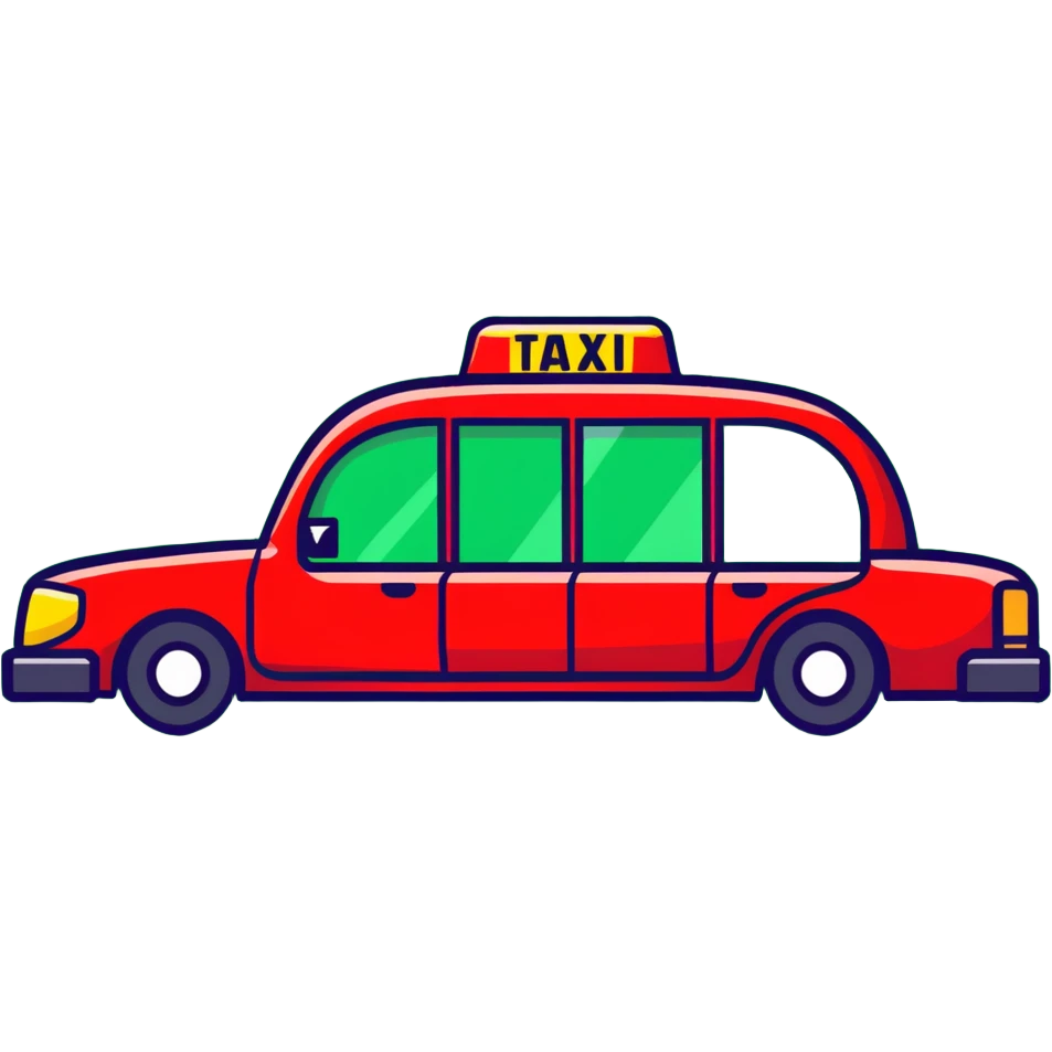 A red taxi cab shaped like a soda can emoji