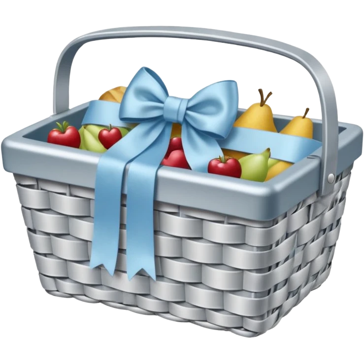 Silvery Picnic basket with light blue bow emoji