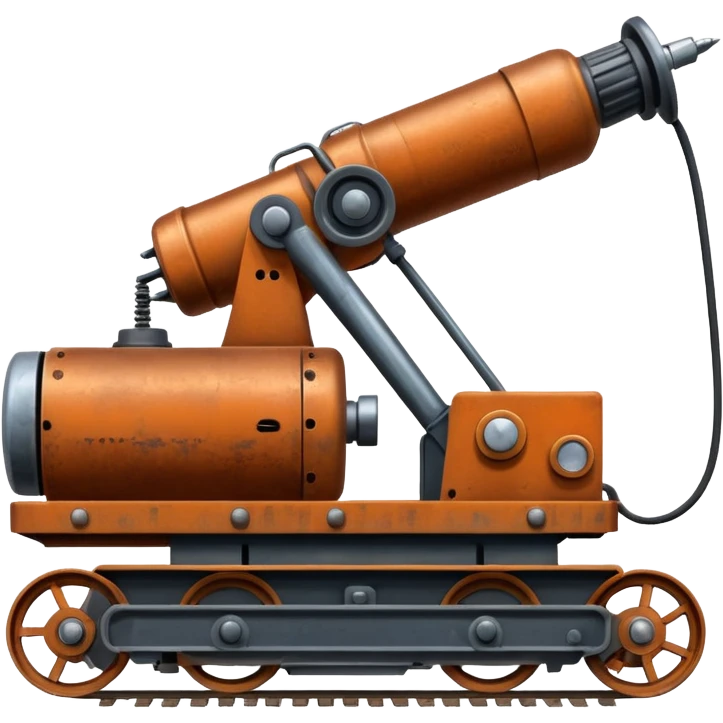 generate a rust-clear drill machine on tracks  emoji
