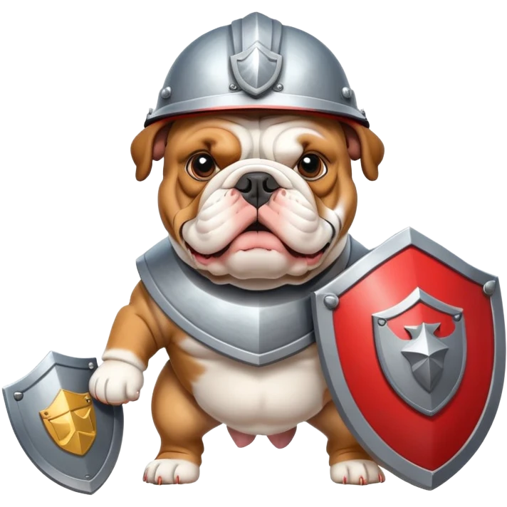 English bulldog with a shield, access control theme emoji