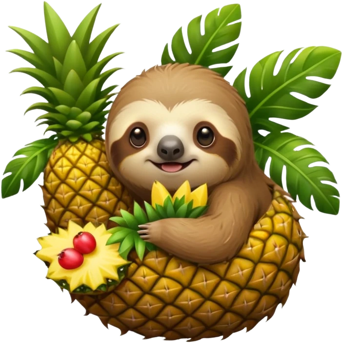 Sloth holding a pineapple emoji