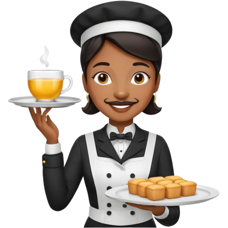 mustached black waiter woman emoji