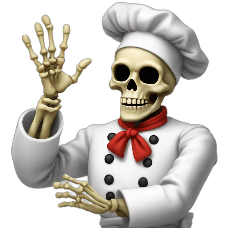 skeleton Chef blowing Kiss with Italian hand emoji