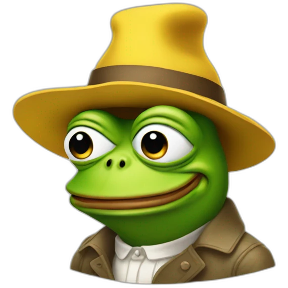 pepe the frog wearing a pointy yellow hat emoji