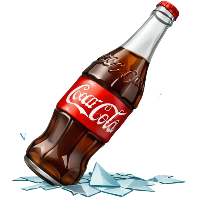 shattered bottle of coca cola split in the middle glass shards emoji