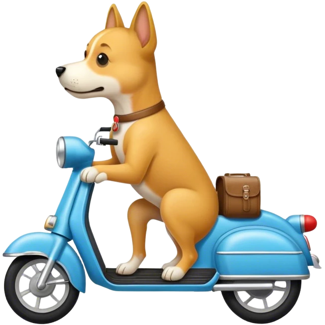 Dog rides Old moped  emoji