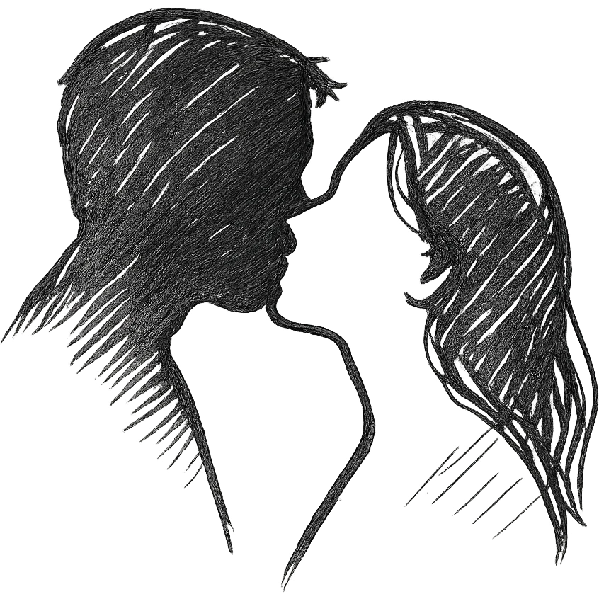 silhouette of a couple in a passionate kiss, dramatic lighting emoji