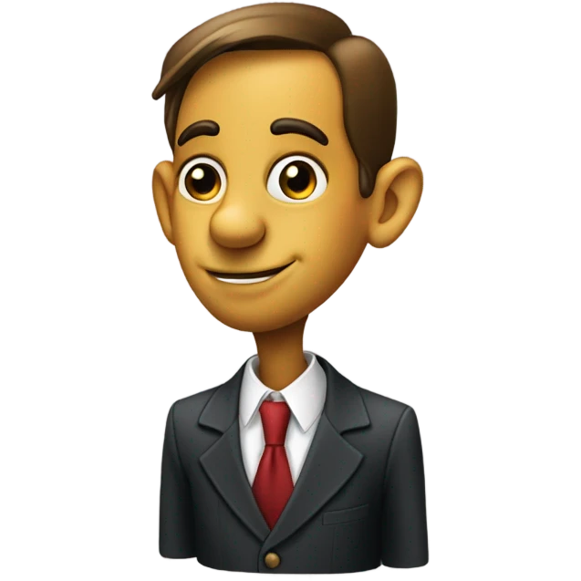 Pinocchio in a suit after lying. Head turned, very long nose emoji