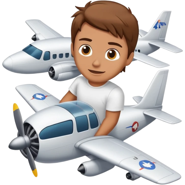 Man in white t shirt with brown hair flying plane with banner that says ARR behind the plane emoji