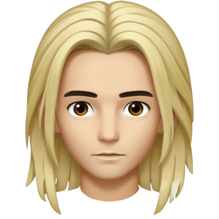 Bill Kaulitz with blonde long hair, brown eyes emoji