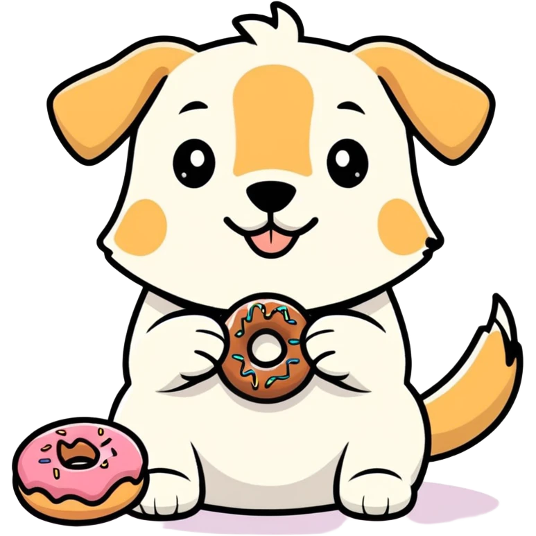 Dog eats doughnuts  emoji