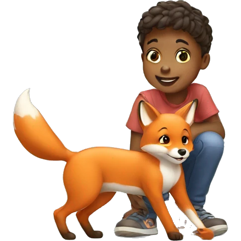 kids playing with little fox emoji