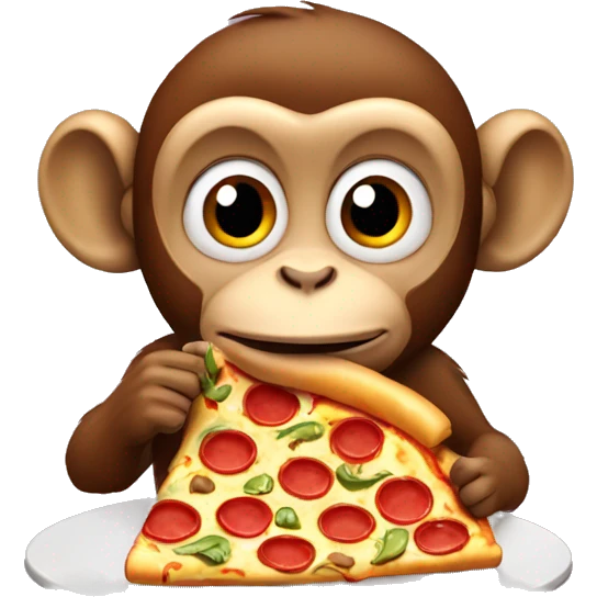 a monkey eating pizza emoji