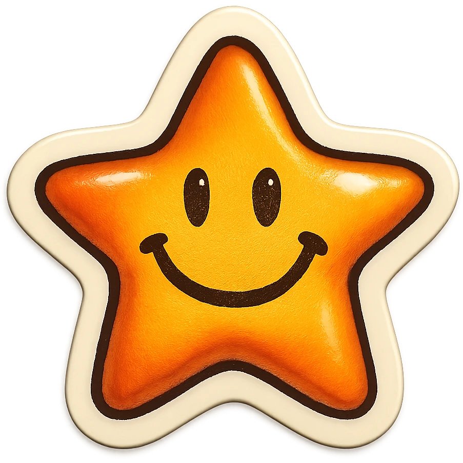 a star with a smiley face emoji
