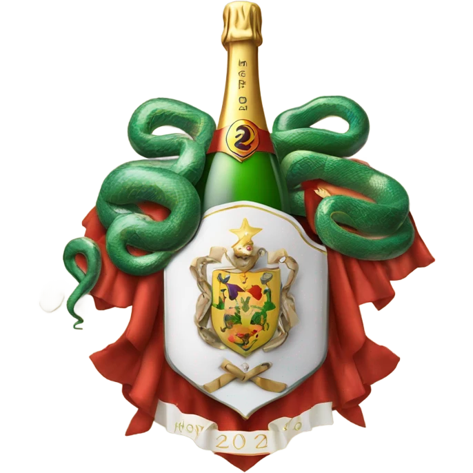 Coat of arms with snakes new year 2025 champagne balls emoji