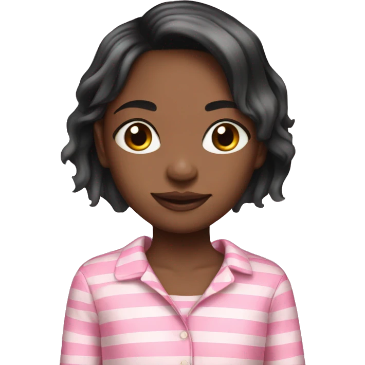 Pretty black girl long hair in striped pink pajamas  emoji