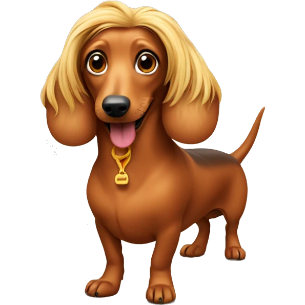 Long haired dachshund in hot dog costume  emoji