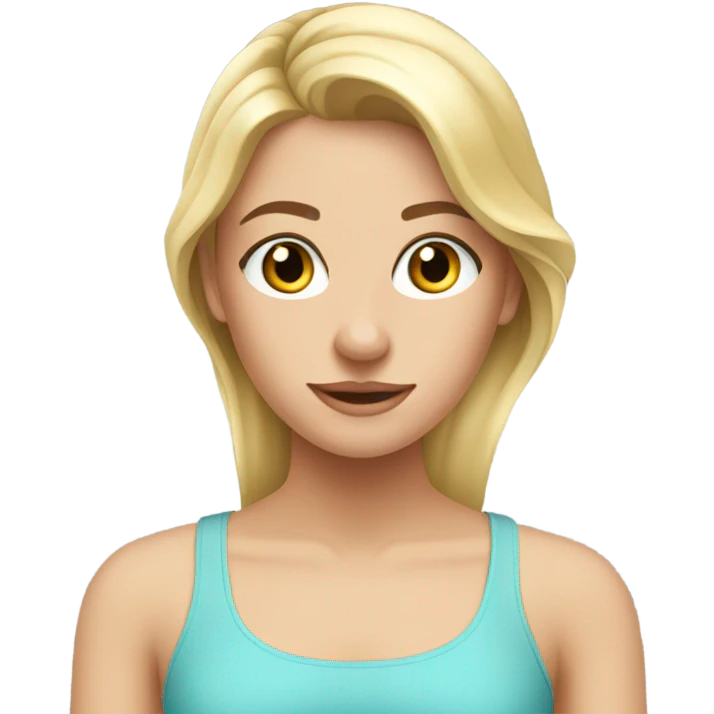 A pretty blonde teen girl doing Pilates emoji