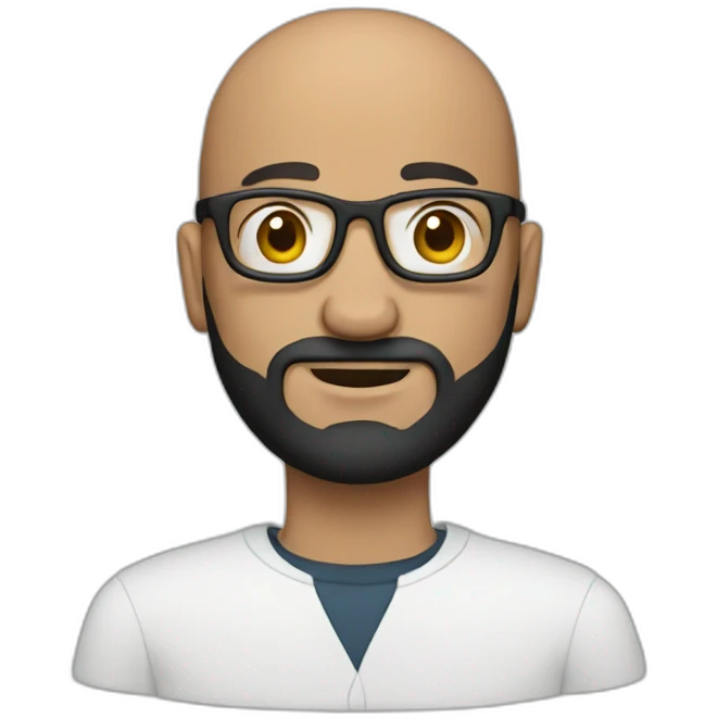 bald man with dark beard and glasses emoji