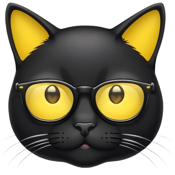 Black cat in yellow glasses emoji