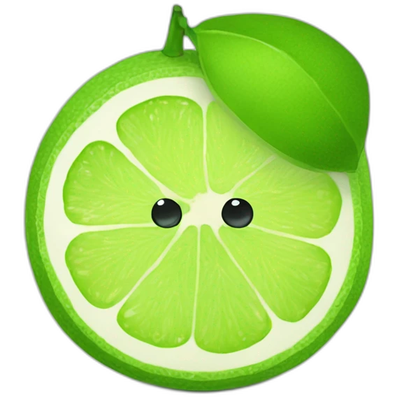 Cute slice of lime with two big cute eyes emoji