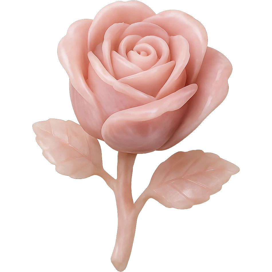 Pink Opal crystal rose flower, remove background emoji