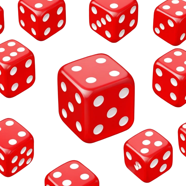 Red dice with white dots showing different numbers emoji