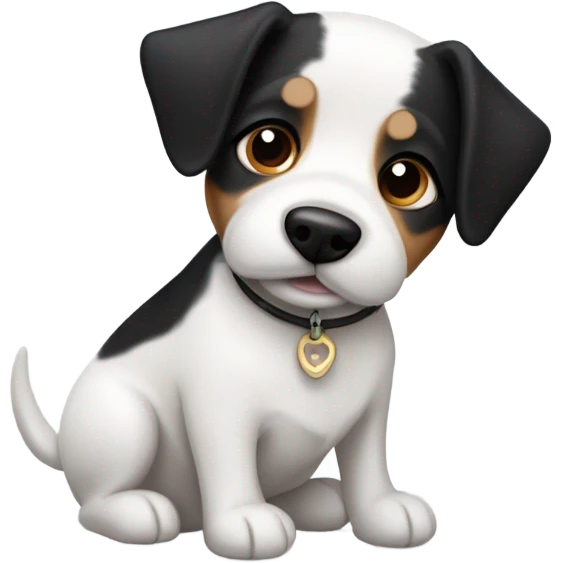 Black and white small dog with small floppy ears and jack Russel features  emoji
