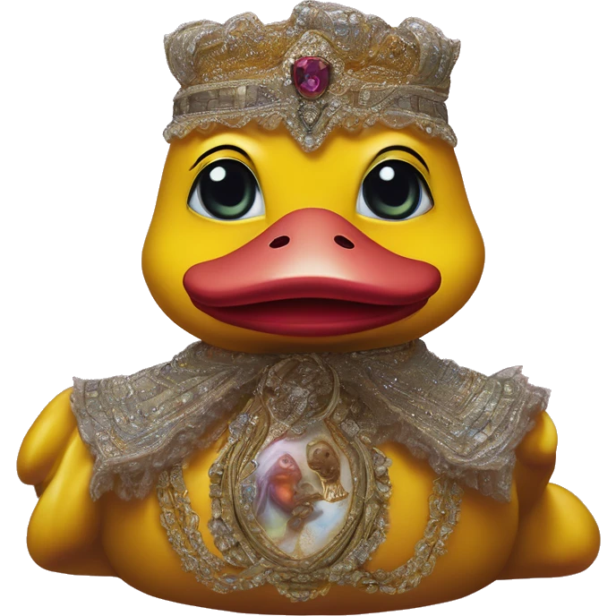 Warcraft Rubberduck in Dior Gucci Hermes, oil paint, mysterious eyes, intricate lips, masterpiece portrait , odd perspective, beautiful, desirable, logical emoji