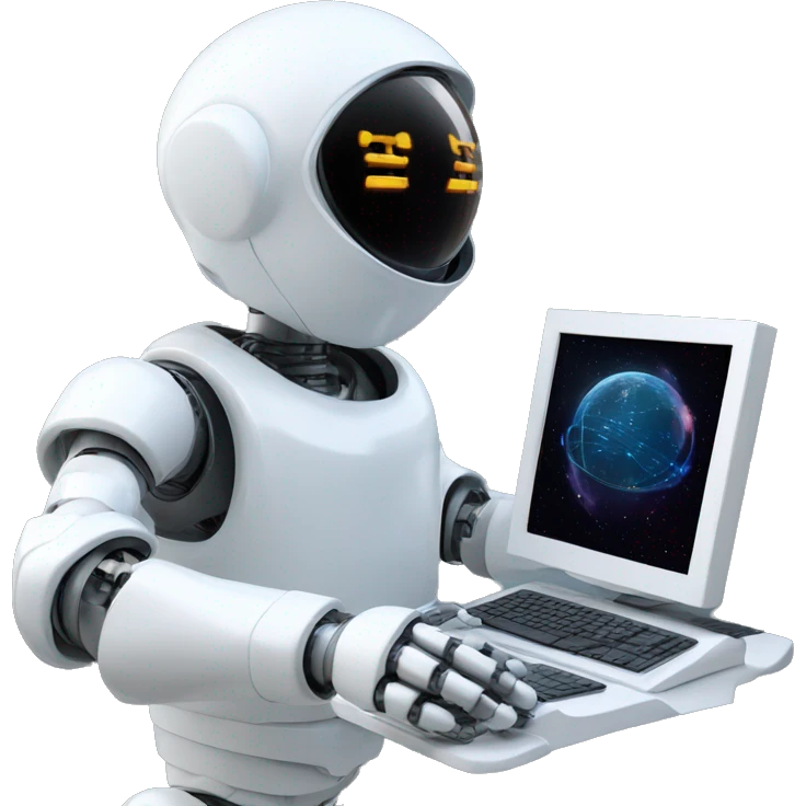 ai robot spaceman hacking computer emoji
