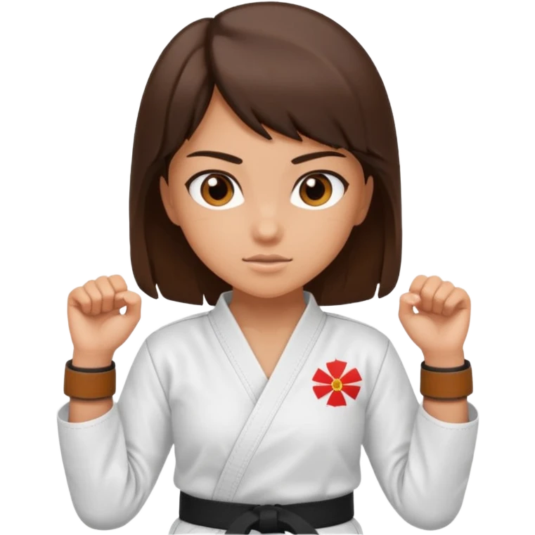 Karate Brunette girl whit brown or black belt emoji