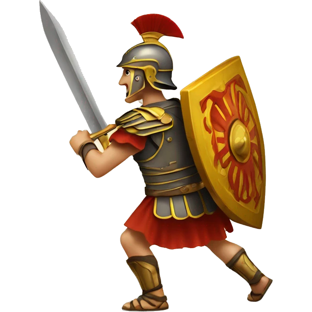 Ancient Roman soldier fighting rectangular shield with red and yellow  emoji
