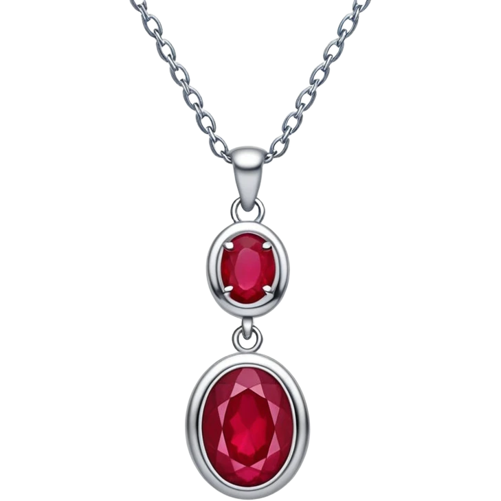 silver chain with a ruby pendant, undulating like moonlit water emoji