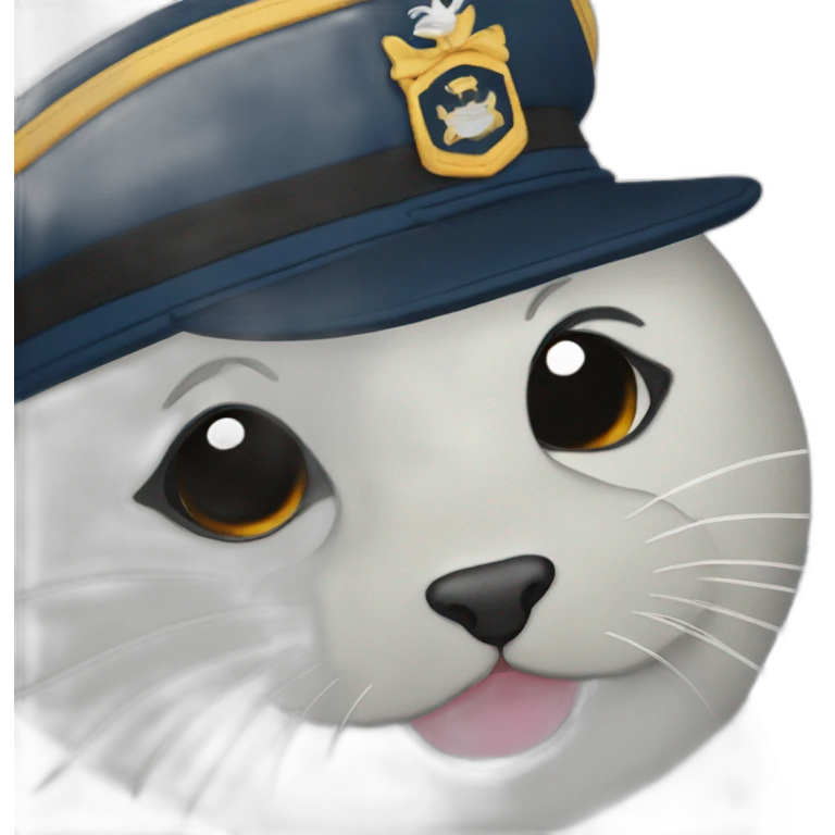 black seal with captain's boat cap wink of an eye emoji