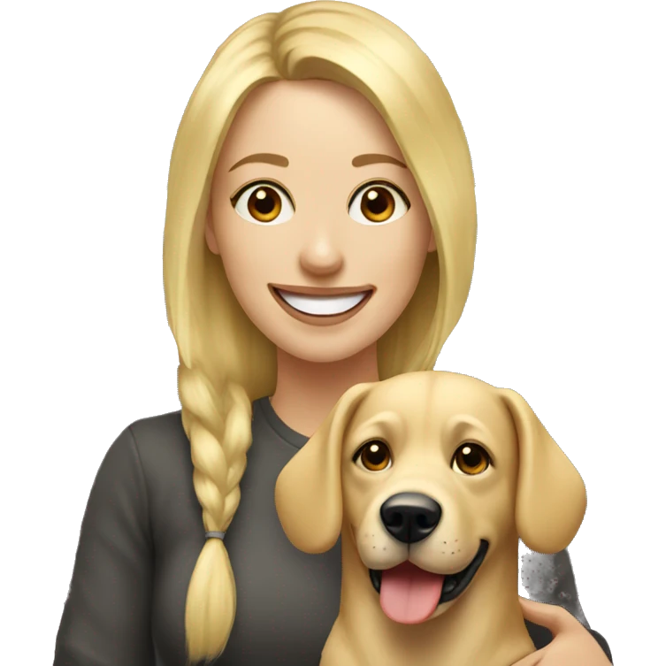 smiling woman blonde hairwith dog portrait emoji