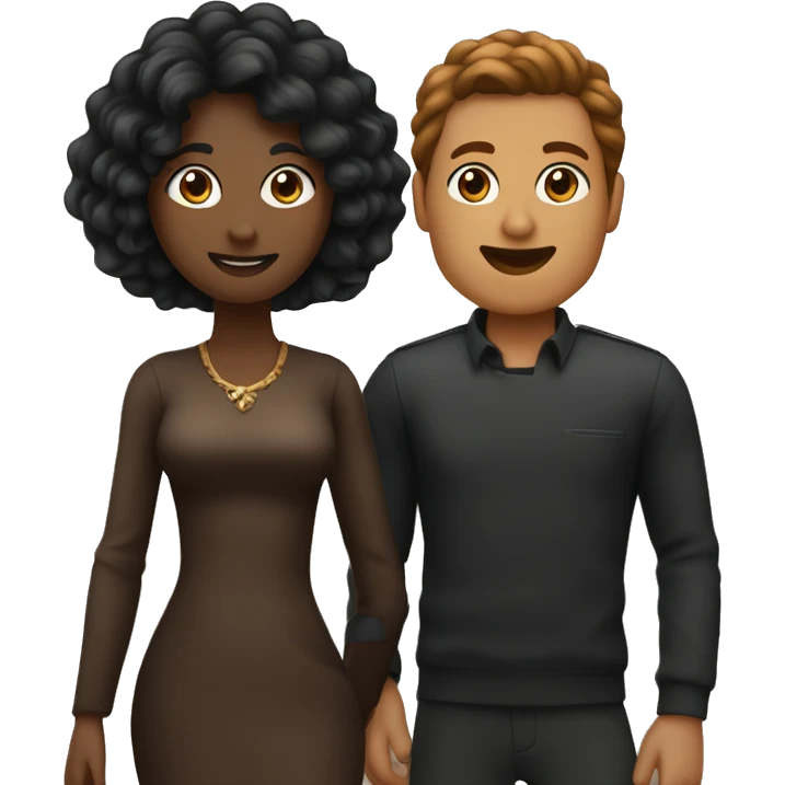 Femme cheveux noir se marie avec un homme avec cheveux marron emoji