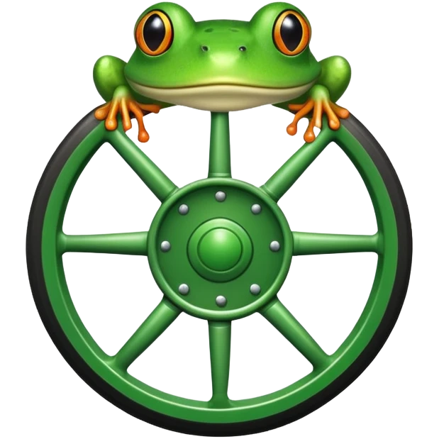 A wheel with a frog head emoji