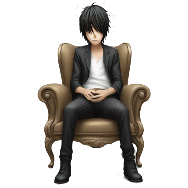 L Lawliet death note sitting on chair emoji